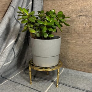 Vintage Solid Brass Trivet | Gold Tone Teapot Kettle Stand | Rustic Round Footed Hotplate | 3-Leg Plant Pot Holder | Farmhouse Kitchenalia