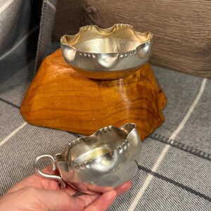 Vintage EPNS Silver Plated Ruffle Pinched Design Creamer & Sugar Bowl Set of 2 | Scalloped Ripple Edged Tea Party Essentials | English Decor