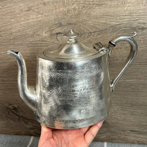 Vintage Antique September 1922 Silver Plated Tunbridge Road Wesleyan Church Maidstone Collectible Teapot | Collector One of a Kind Find Art