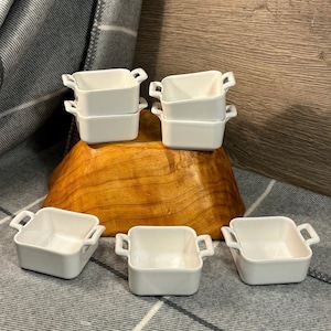 Preloved Revol’s Belle Cuisine French Minimalist Porcelain Square Shaped Bowl Crockery for Starters- Set of 7| Tapas and Sauces Kitchenalia