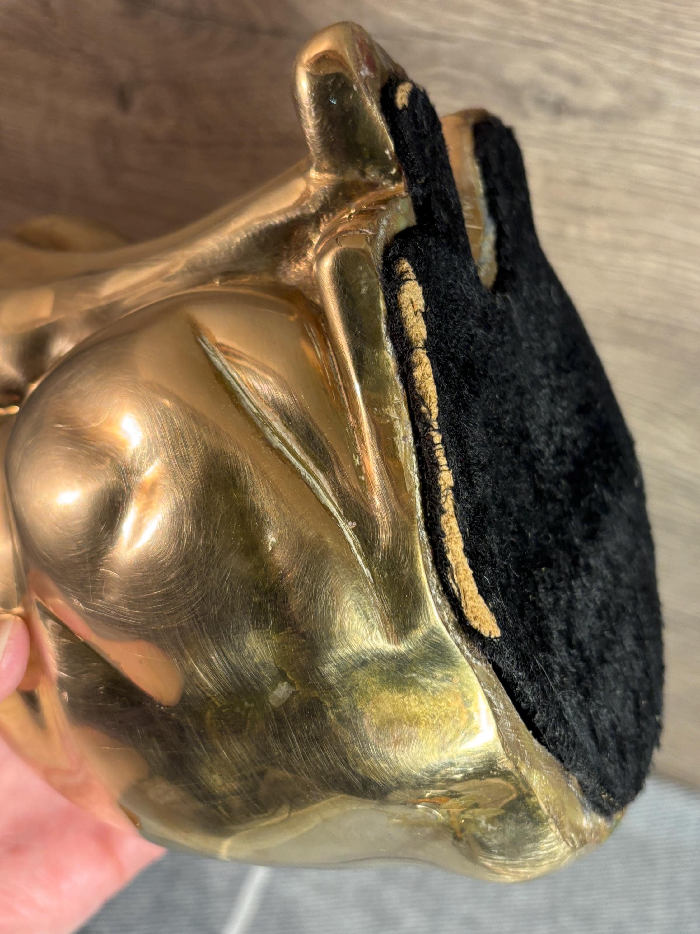 ヴィンテージ 2kg 真鍮製猫の彫刻 | 大きくて重い子猫のドアストッパー 