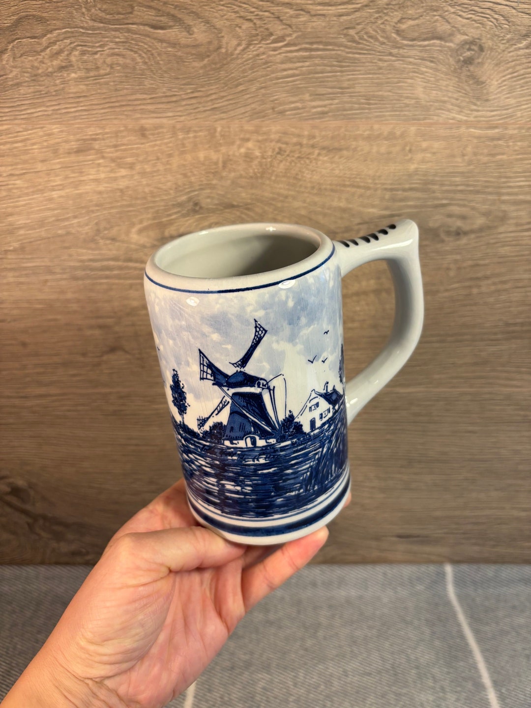 Vintage Delft Blauw Hand Painted Beer Tankard | Cobalt Blue White Stein ...