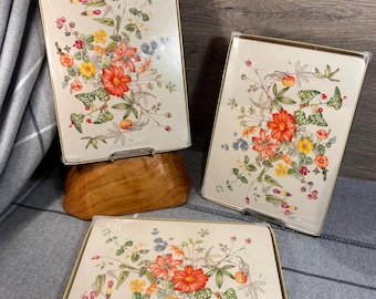 Vintage Clover Leaf Summer Glow Floral Table Mats- Set of 4 | Retro Flowers Placemats | Botanical, Gardener & Florist Tableware | MCM Decor