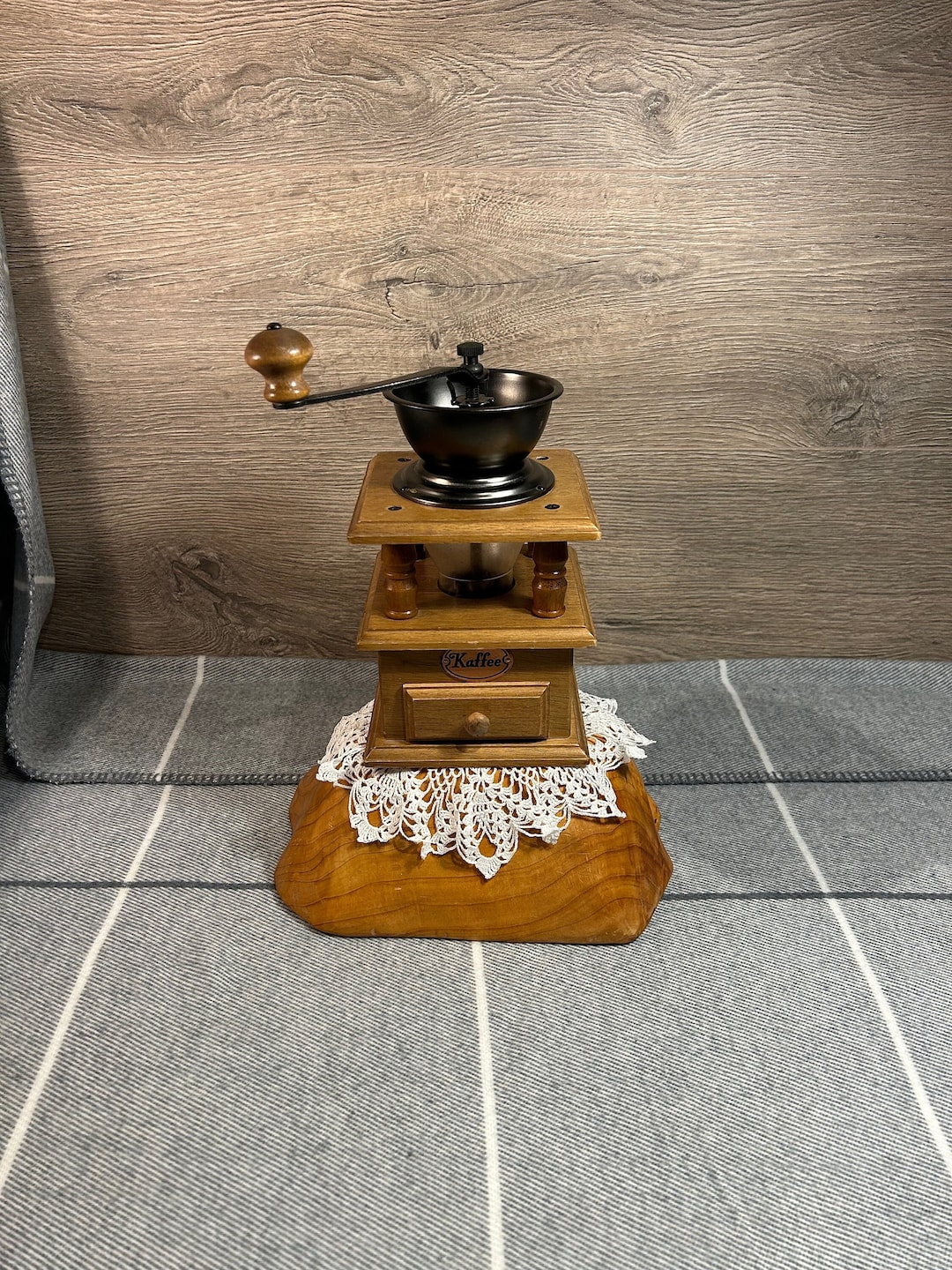 Vintage German 'kaffee' Fresh Coffee Bean Manual Hand Mill Tan Wood