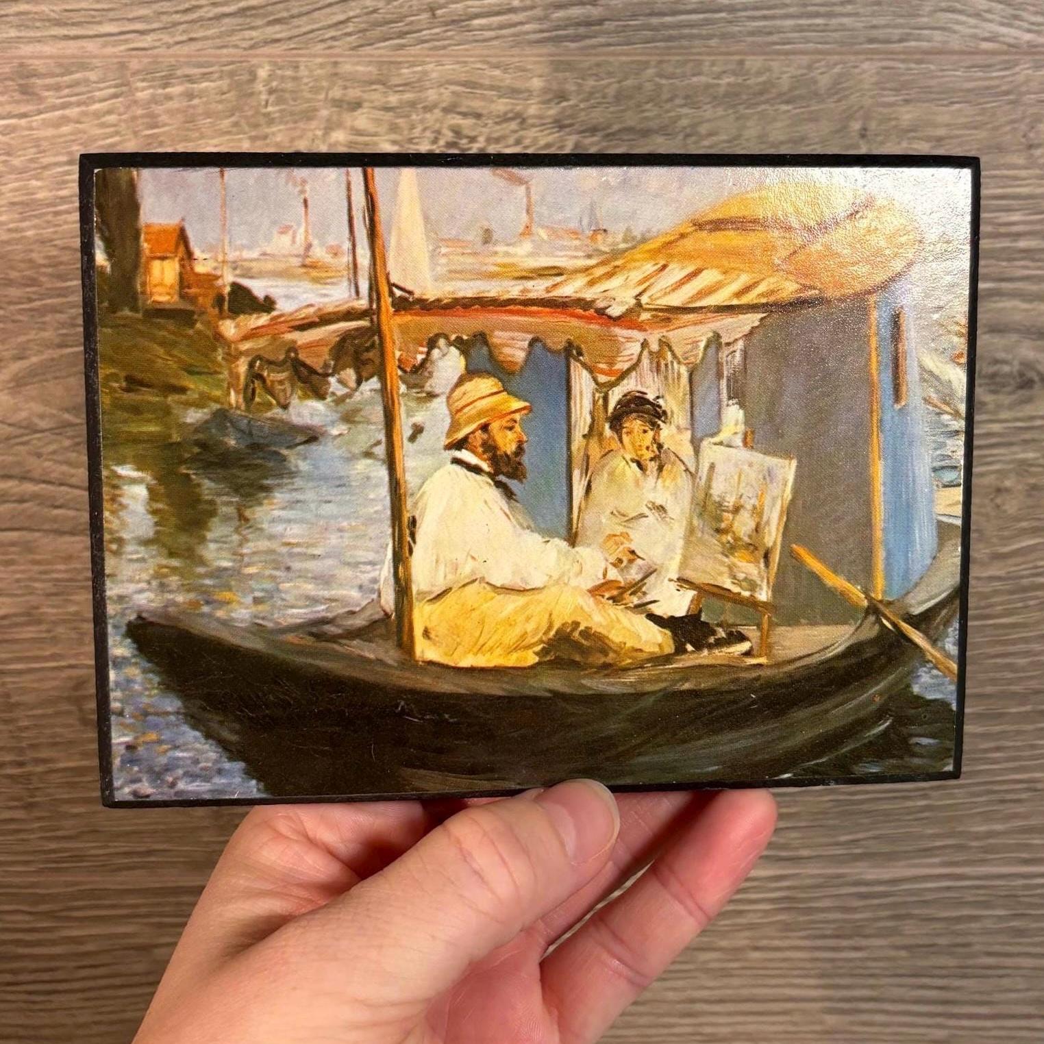 ヴィンテージ クロード・モネの絵画「スタジオのボート」1874年 エドゥ