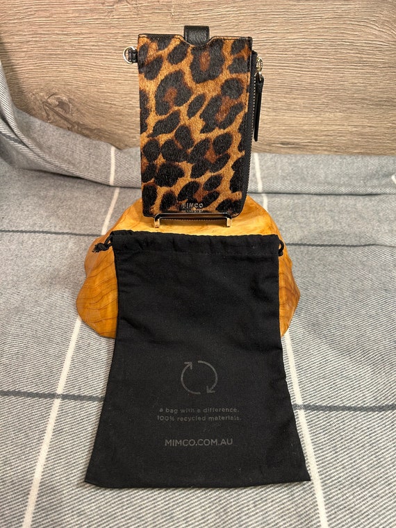 Preloved Australian Accessible Luxury Accessories Brand MIMCO Black Leather Leopard Print Purse Card Holder Mob Phone Pouch All in One Etsy Canada