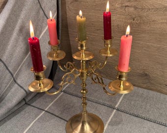 Set antieke koperen kandelaars antique candlesticks