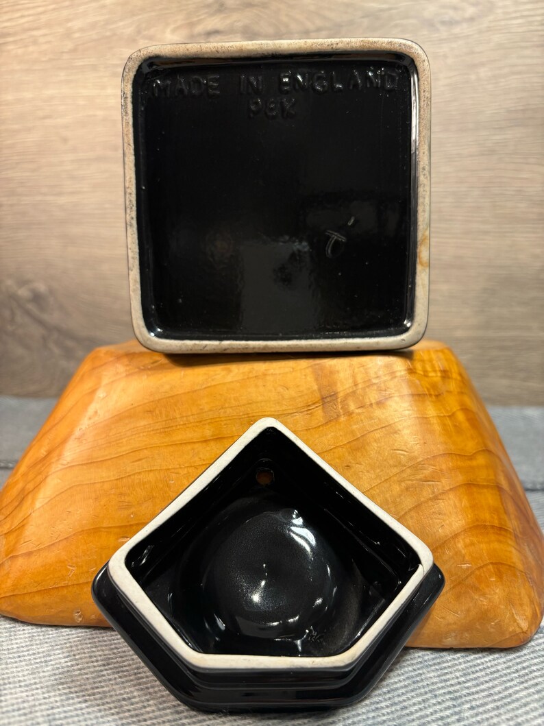 Vintage Price Kensington PEK Black Square Ceramic Cube Teapot Made in