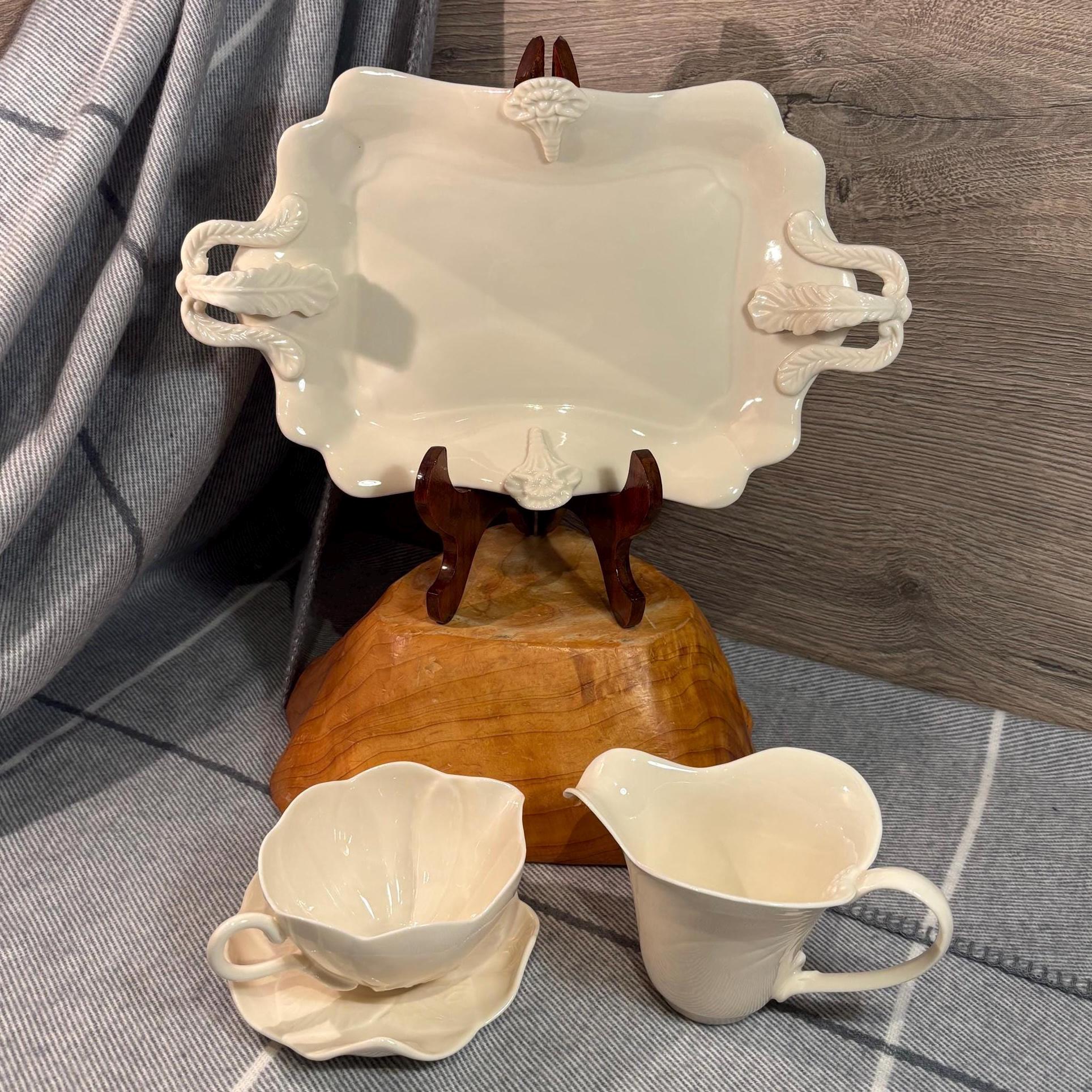 Vintage Minimalist Creamware Porcelain Tableware Set | Luxurious