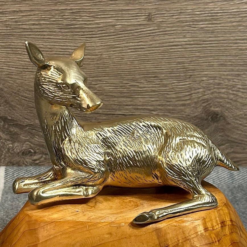 ヴィンテージ ミッドセンチュリー ソリッドブラス 重厚な子鹿の像