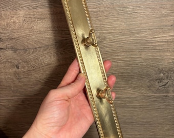 ヴィンテージ真鍮＆木製ハンドル壁掛けレールバー用品4点セット 