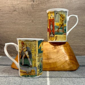 Vintage 1998 Fine Bone China Staffordshire Made in England Golf & Cricket History Collectible Mugs- Sold Individually | English Kitchenalia