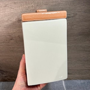 Barattolo da cucina in ceramica vintage, grande, alto e pesante, quadrato, con coperchio, per riporre i contenitori da cucina / Barattolo da cucina smaltato / Contenitore per uso quotidiano