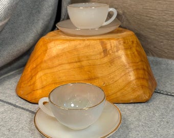 Vintage Arcopal France Lustre Wear Espresso Cups & Saucers for Two | 1950s Opalescent Demitasse Set | Parisian Home Decor | French Elegance