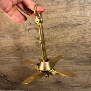 Vintage Solid Brass Decorative Folding Arms Anchor | Sailing Maritime Collectibles | Nautical Sailor Captain Decor | Ships, Boats and Yachts