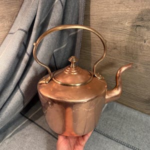 Vintage E V Wilkes 19th Century Antique Victorian Large Copper Kettle | Collector Old English Kitchenalia | Artisan Coppersmith Rustic Decor