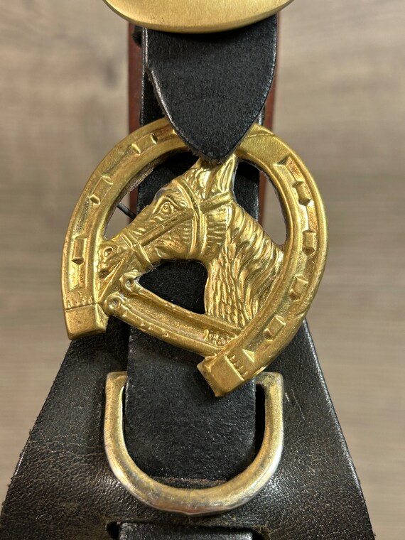 Equinate Superior Sangle d'étrier en cuir avec boucles en acier inoxydable, Noir , 130