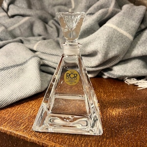 Vintage RCR Royal Crystal Rock Clear Pyramid Perfume Decanter Bottle from Italy