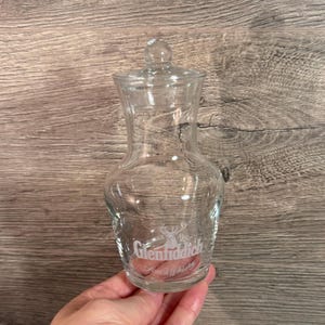 Vintage Glenfiddich Scotch Whisky Single Malt Stag Logo Small Clear Glass Lidded Water Jug | Scottish Traditional Barware | Man Cave Decor