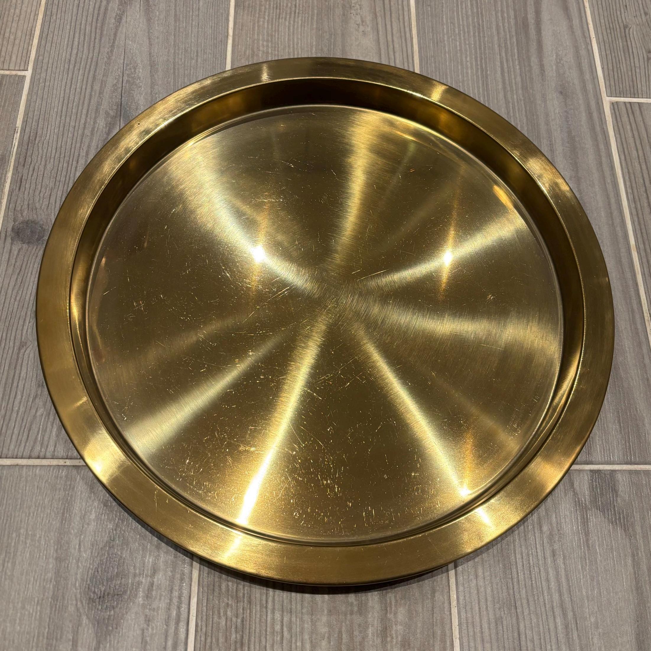 Preloved IKEA 703.501.13 GLATTIS Serviertablett Edelstahl Gold Ton groß 38 cm rundes Serviertablett