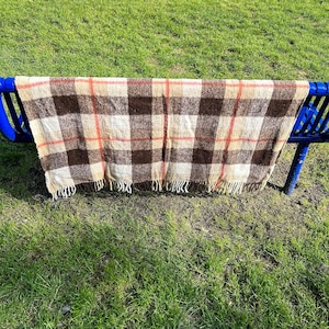 Vintage Made in Italy Collins Blanket Acryl Plaid Acrylic Blanket | Vintage Cosy Home Decor | Retro Check Bed Blanket | Old School Bedspread
