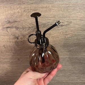 Preloved Plastic & Brown Glass Plant Mister | Plant Accessories Pump Sprayer | Botanical Houseplant Humidity Care | Wellbeing Plant Spritzer