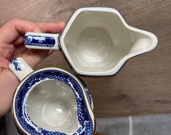 ヴィンテージ リングトンズ 蓋付き コバルトブルー&ホワイト ティー