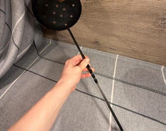 Teglia da forno vintage in ghisa nera forgiata color castagno / Teglie da forno con manico decorativo a spirale effetto ruggine / Scolapasta e schiumarola rustici per braciere