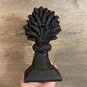 Fermaporta in ghisa nera vintage a forma di covone di grano pesante / Mazzo di piante con gambo pesante da 1,6 kg, raccolto sul campo / Semi di cereali, alimento base