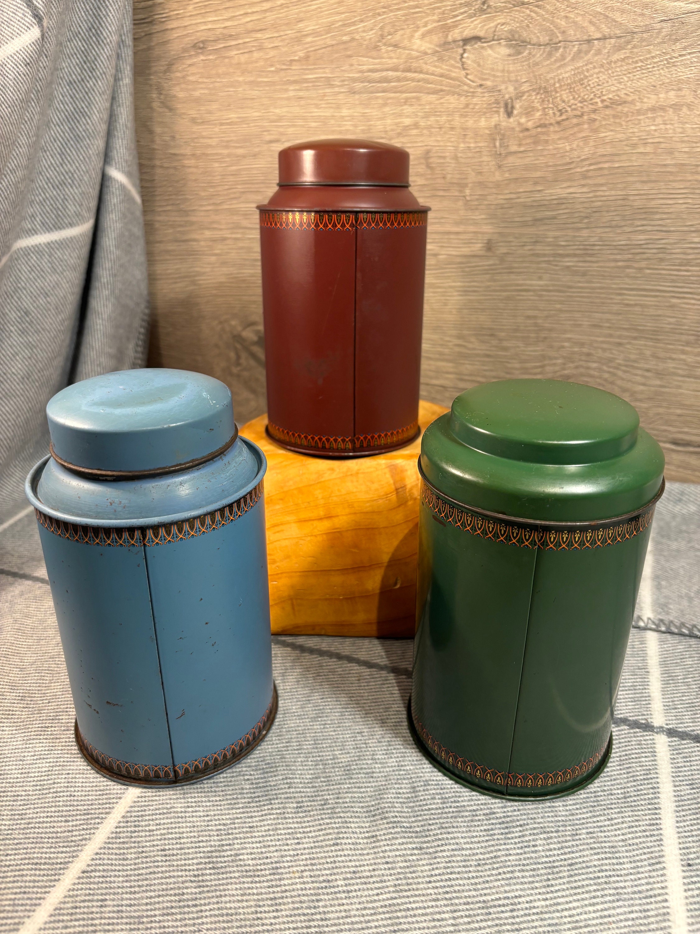 Vintage Jacksons of Piccadilly Tea Tins- Set of 3 | Old Rusty Trio