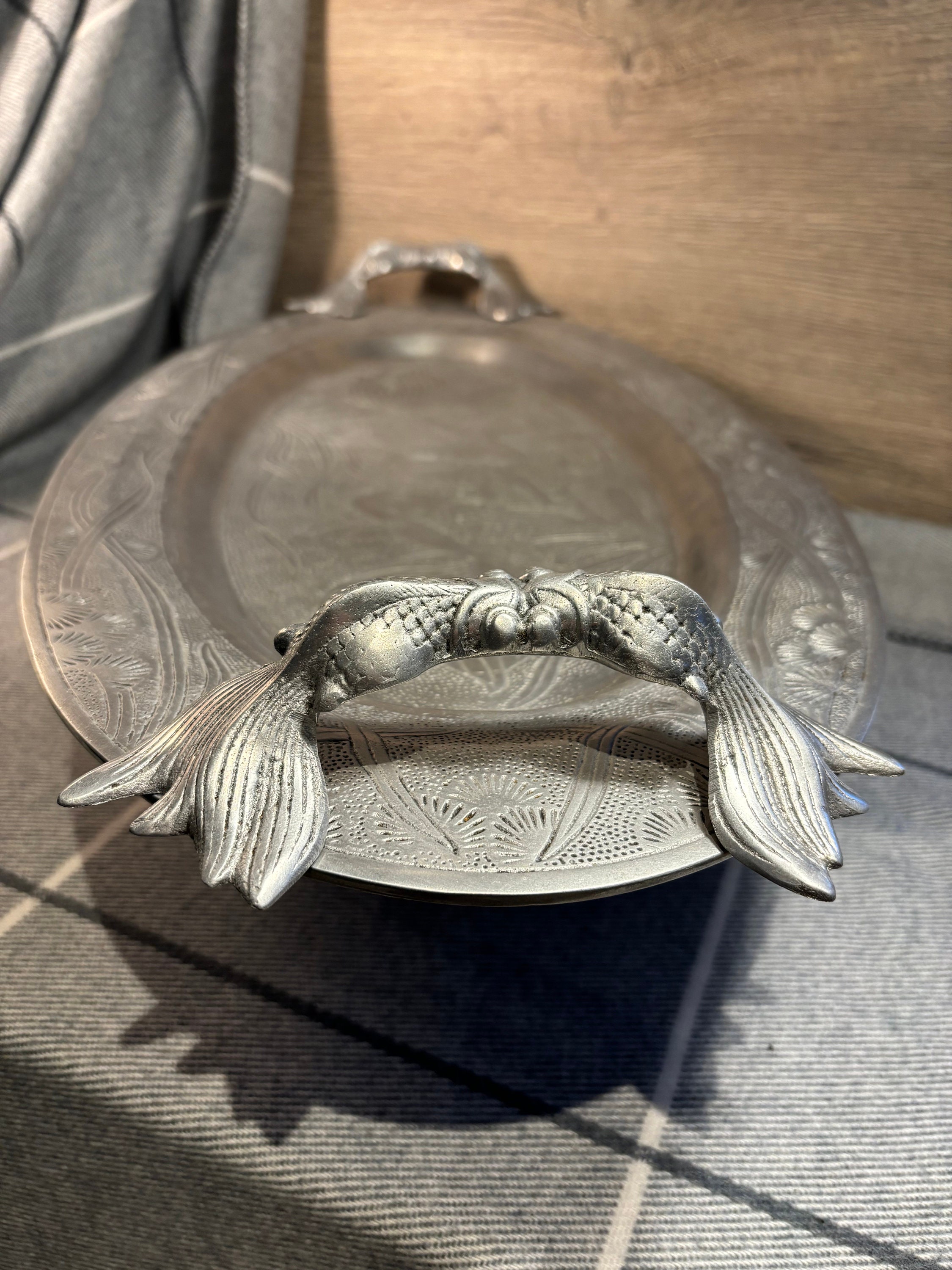 Vintage 1979 Arthur Court Designs Oriental Koi Fish Two Handle