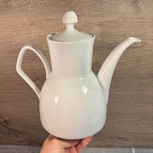 Vintage Minimalist Bavaria Vohenstrauss Johann Seltmann Kaffee Teekanne | Deutsche Minimalismus weißes Porzellan | Germany Geschirr und Home Decor
