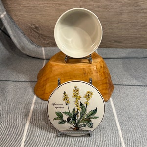 Vintage Villeroy & Boch Agrimonia Eupatoria Yellow Flower Botanica Luxembourg Vitro Porcelain Round Lidded Jewellery Trinket Bowl Dish Box image 5