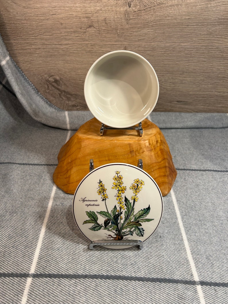 Vintage Villeroy & Boch Agrimonia Eupatoria Yellow Flower Botanica Luxembourg Vitro Porcelain Round Lidded Jewellery Trinket Bowl Dish Box image 5