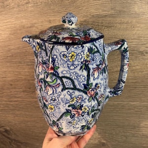 Coperchio incrinato d&#39;epoca - Brocca con coperchio in chintz Maling Ware Ringtons Tea Merchants / Teiera per acqua calda e caffè / Newcastle Upon Tyne Collectibles