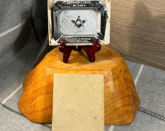 Vintage Feb 23rd 1951 Masonic Ladies Evening Brough Lodge No5464 Small Heavy Silver Tone 4 Cigarette Ashtray | Rare Freemasonry Tobacciana