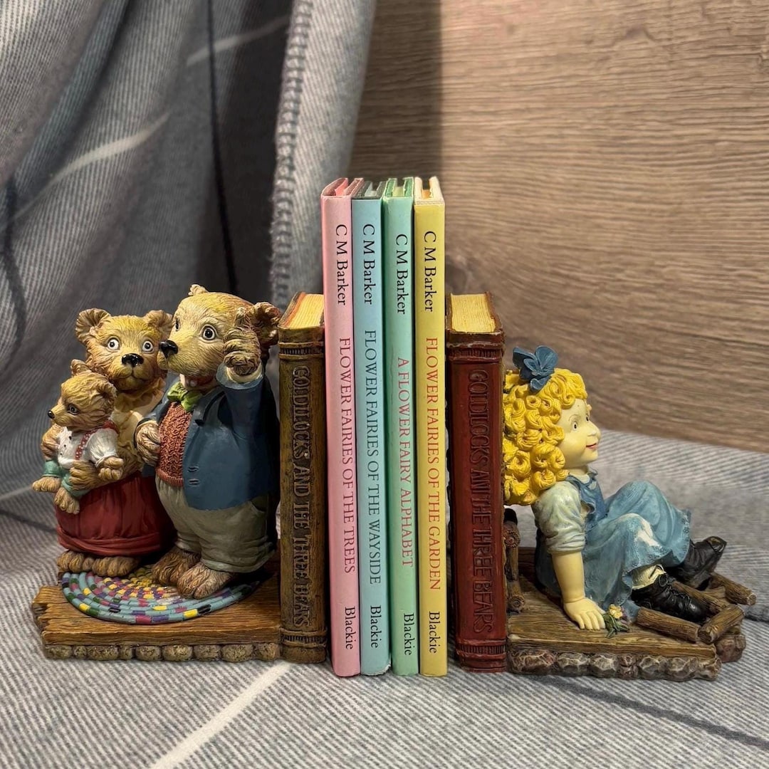 Vintage Goldilocks and the Three Bears Heavy Resin Book Ends | Nursery ...