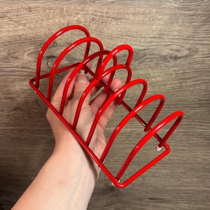 Porta tovaglioli in metallo verniciato rosso vintage retrò / Oggetti da collezione inglesi / Compagni per il pane tostato / Accessori essenziali per la colazione / Porta tovaglioli
