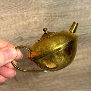 Vintage Gold Tone Brass Miniature Teapot Kettle | Rustic Farmhouse Decor | Brass Collectible | Vintage Home Decor | Mid Century Modern