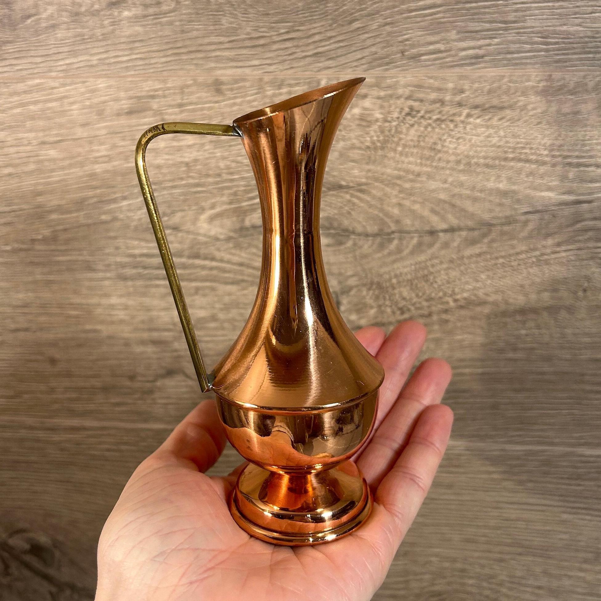 Vintage Cobres Barracha Loulé Algarve Portugal Copper & Brass Gold Tone Small Jug Pitcher Vase | Portuguese Artisans | Mediterranean Decor