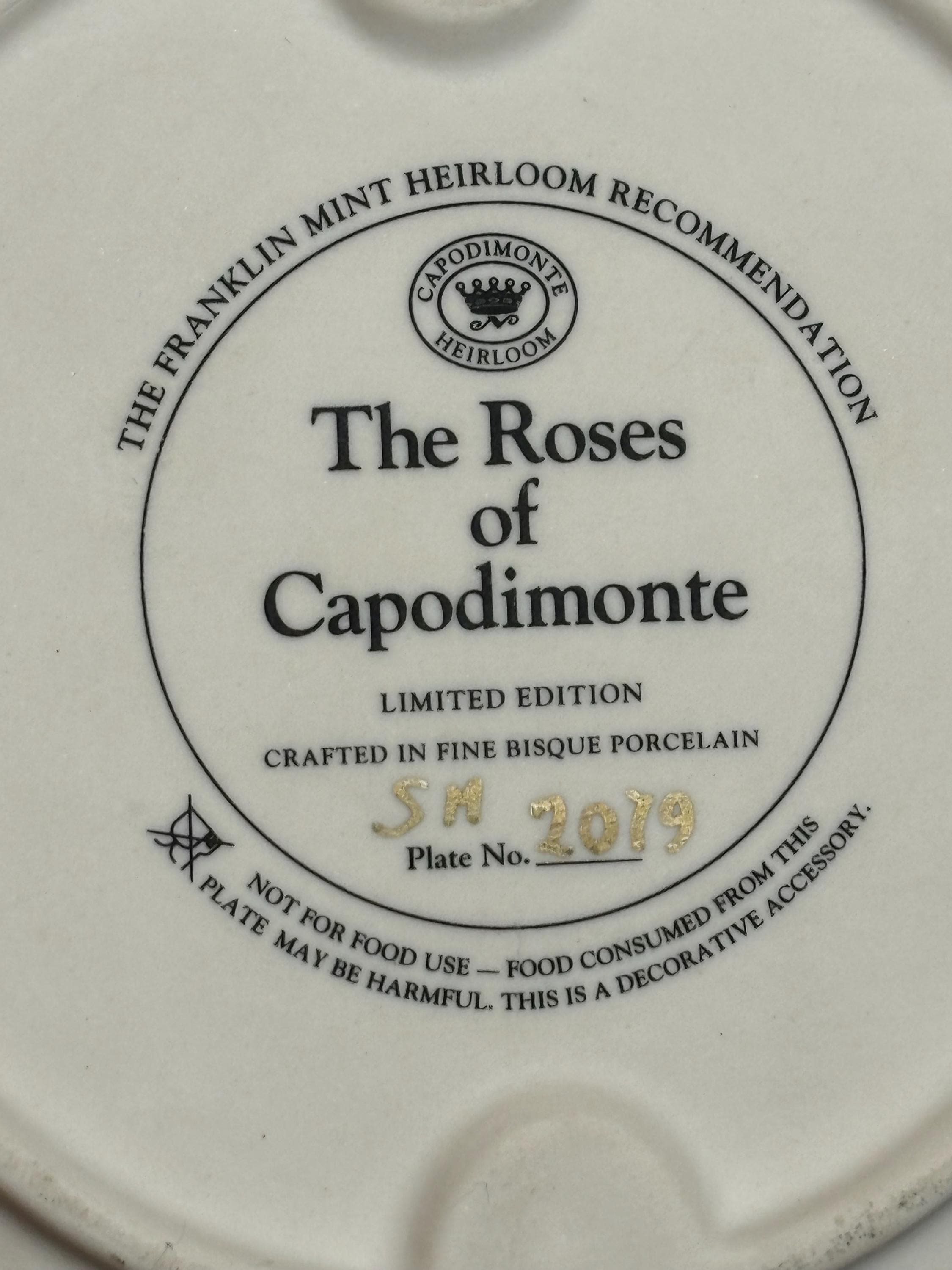 Vintage Roses of Capodimonte Fine Bisque Porcelain Plate | Limited