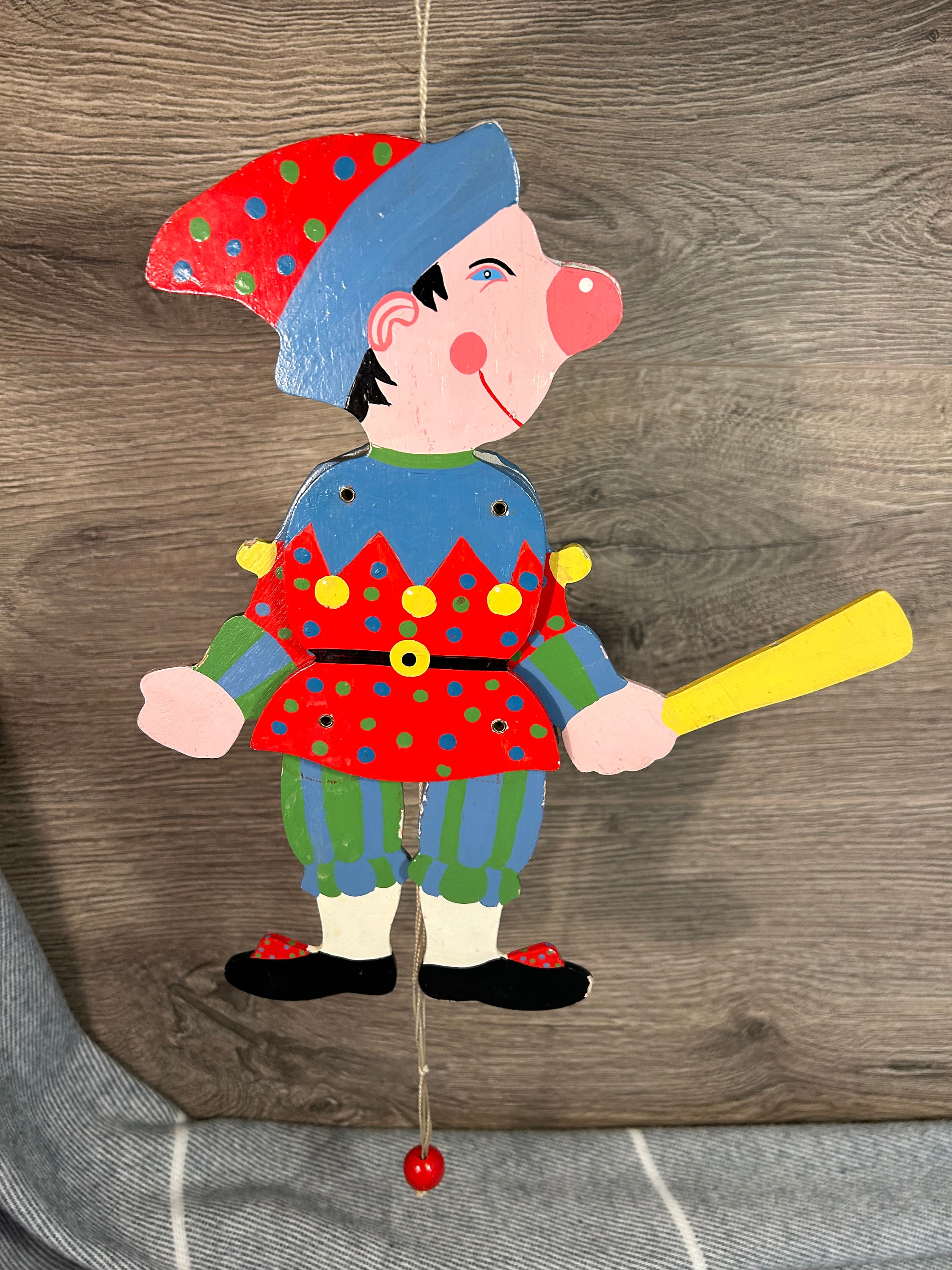 Vintage Collectible Wood Art Colourful Costume Animated Happy Jester ...