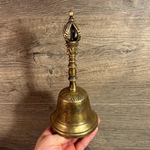 Vintage Dorje Facial Tibetan Brass Altar Bell | Tibet Rituals & Ceremonies Decor | Himalayan Healing Sessions Collectibles | Spiritual Home
