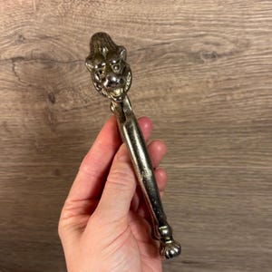Vintage Solid Heavy Iron Lion&#39;s Head and Claw Nutcracker | Old Patinated Nut Cracking Kitchen Tools and Gadgets | English Victorian Antiques