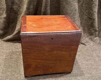 Vintage Purdonium Military Style Brass Integrated Handle Brown Wood Coal Scuttle Box with Removable Metal Liner | Fireplace Storage Displays