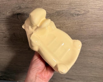 Porta sapone minimalista vintage a forma di ippopotamo / Bianco sporco crema, stile retrò con animali per il bagno / Accessorio da bagno a forma di ippopotamo felice anni '80