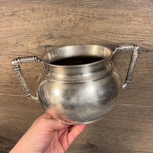 Vintage 1891 Elkington & Co Victorian Christopher Dresser Silver Plated Geometric Twin Handle Sugar Bowl Design 18730 | English Collectibles