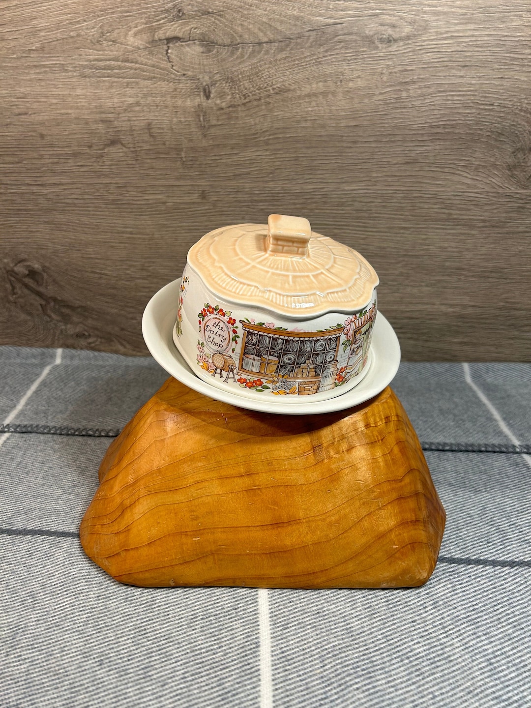 Vintage Sadler Cottage Ware 'the Dairy Shop' Round Lidded Cheese Butter Dish Traditional