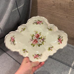 Vintage Old Foley James Kent Harmony Rose Scalloped Dish Staffordshire Made in England | MCM Floral Embossed Versatile Snack & Nibble Bowls
