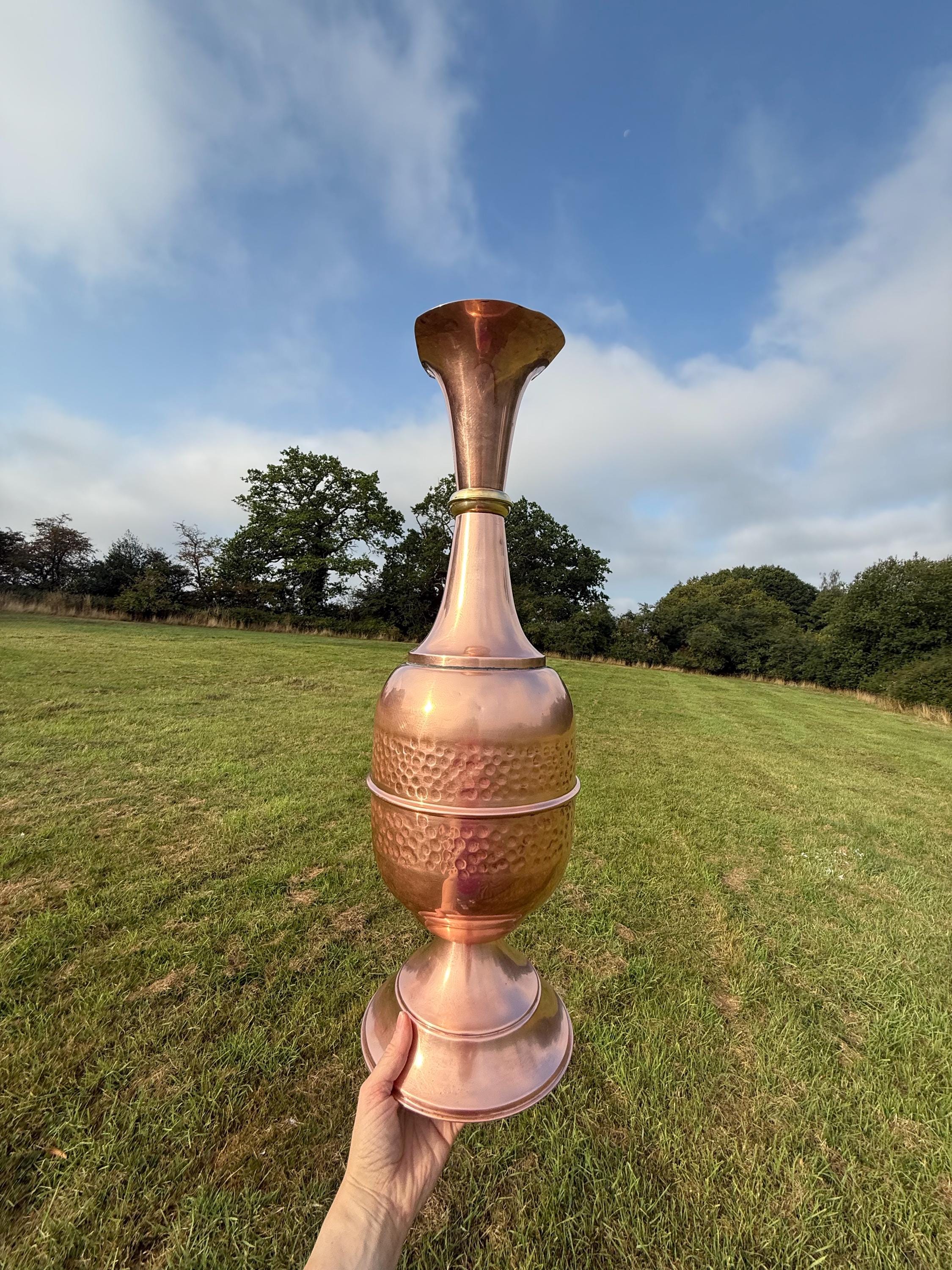 銅の大きな花瓶】イタリア製 傘立て ヴィンテージ 花びん コッパー